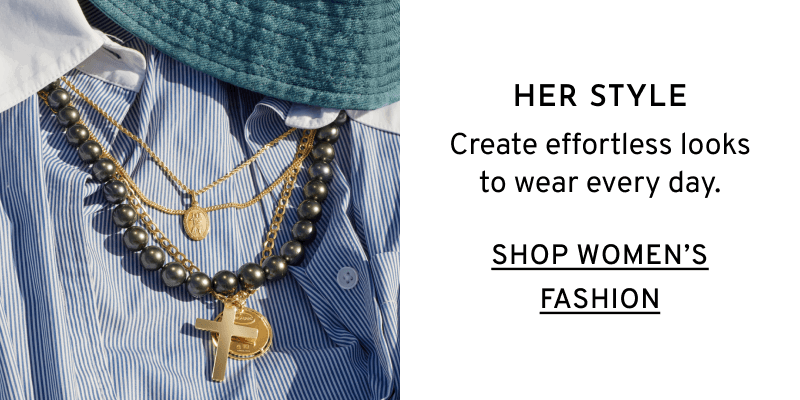 Four layered necklaces. Effortless summer looks for her. Click to Shop Women’s Fashion Necklaces