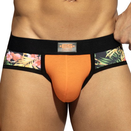 ES Collection Slip Flowery Panel Orange