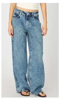 Denim Slim Wide Jeans Mid Rise