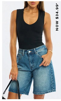 Denim Bermuda Shorts Mid Rise