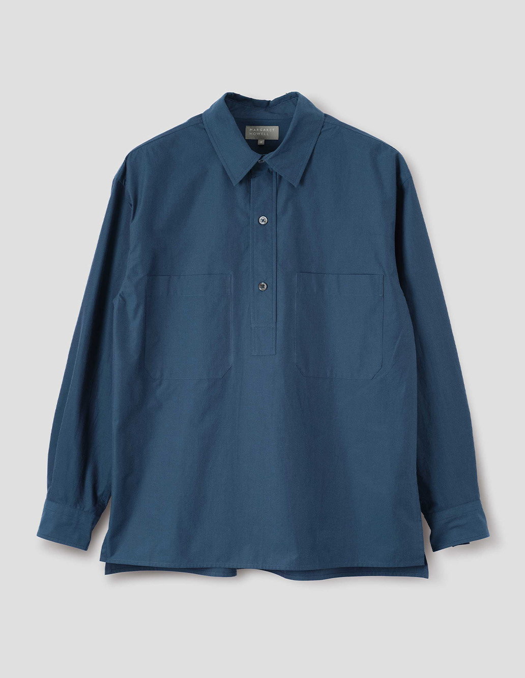 Blue long-sleeve shirt.