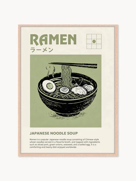 Lámina digital enmarcada artesanal Ramen