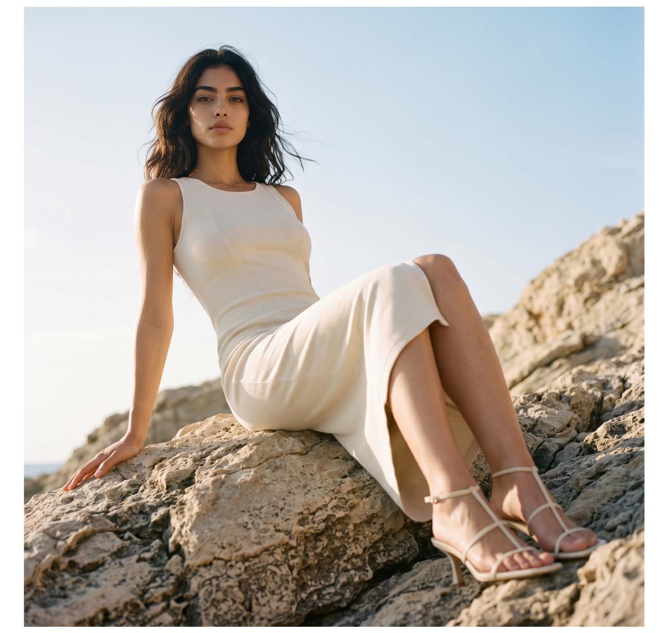 Rib Slit Tank Dress