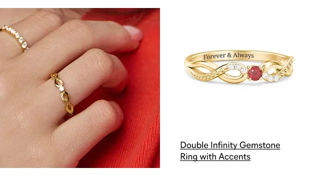 Double Infinity Gemstone Promise Ring with Accents
