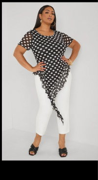 Ruffled Polka Dot Mesh Top