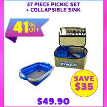 37 Piece Picnic Set + Collapsible Sink