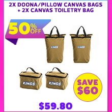 2x Doona/Pillow Canvas Bags + 2x Canvas Toiletry Bag