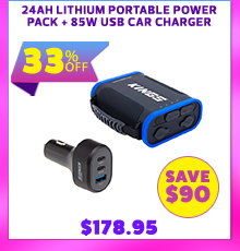 24Ah Lithium Portable Power Pack + 85W USB Car Charger