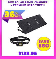 70W Solar Panel Charger + Premium Head Torch