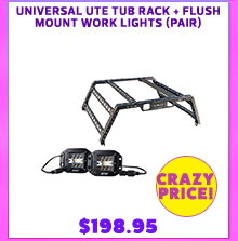 Universal Ute Tub Rack + Flush Mount Work Lights (Pair)