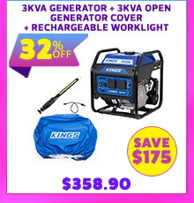 3KVA Generator + 3kVA Open Generator Cover + Rechargeable Lithium LED Worklight