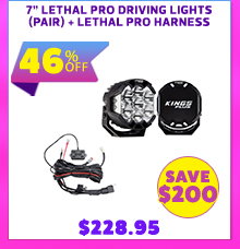 7 Lethal Pro Driving Lights (Pair) + Lethal pro harness