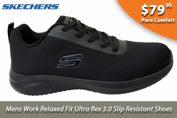 Skechers Mens Work Relaxed Fit Ultra flex 3.0 Slip Resistant Shoes