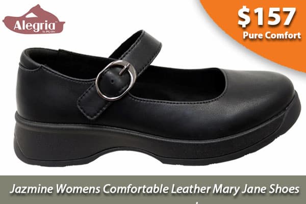 Alegria Jazmine Womens Comfortable Leather Mary Jane Shoes Black Nappa