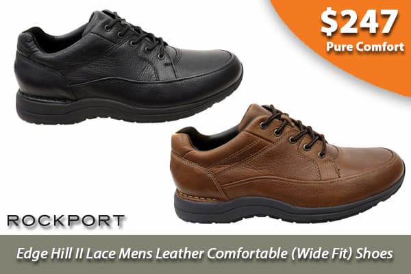 Rockport Edge Hill II Lace Mens Leather Comfortable Wide Fit Shoes
