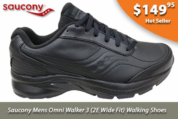 Saucony Mens Omni Walker 3 Leather 2E Wide Fit Walking Shoes