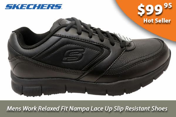 Skechers Mens Work Relaxed Fit Nampa Lace Up Slip Resistant Shoes