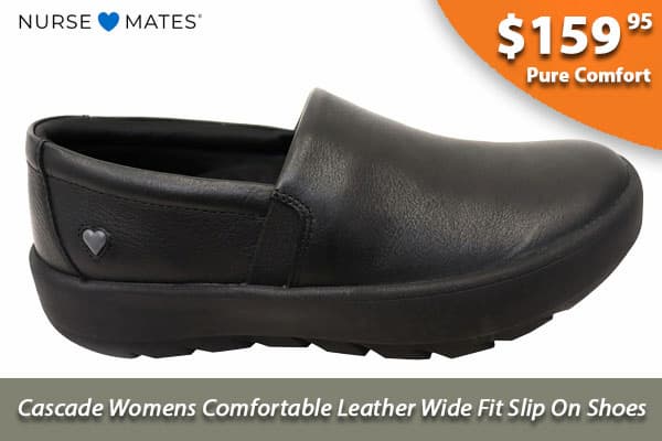 Nurse Mates Cascade Womens Comfortable Leather Wide Fit Slip On Shoes