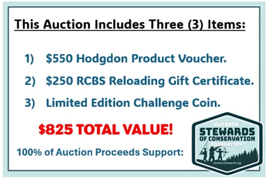 $800 in Hodgdon and RCBS Gift Certificates Supporting Conservation