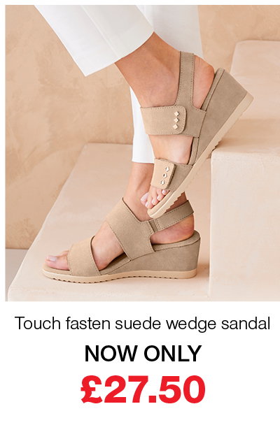 touch fasten suede wedge sandal now only £27.50
