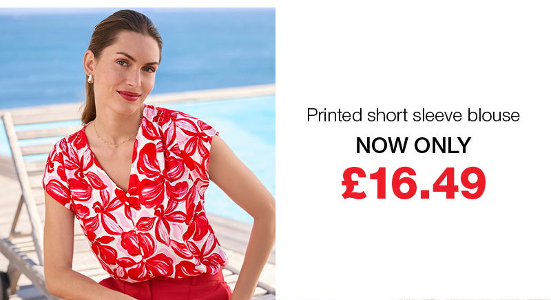 Printed short sleeve blouse now only £16.49