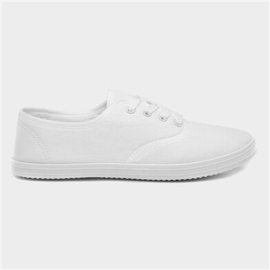 Red Fish Womens White Lace Up Canvas Shoe