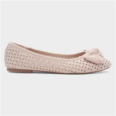Lilley Womens Beige Cut Out Detail Ballerina Shoe