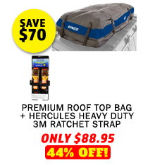 Premium Roof Top Bag + Hercules Heavy Duty 3m Ratchet Strap (2 pack)