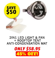 2in1 LED Light & Fan + Rooftop Tent Anti-Condensation Mat