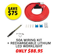 50A Wiring Kit + Rechargeable Lithium LED Worklight