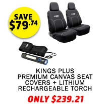 Plus Premium Canvas Seat Covers + Lithium Rechargeable Torch