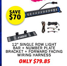 12 Single Row Light Bar + Number Plate Bracket + Plug N Play Wiring Harness