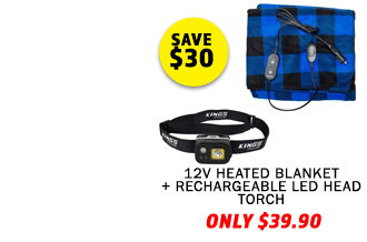 12V Heated Blanket + Rechargeable LED Head Torch