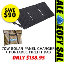 70W Solar Panel Charger + Portable Firepit Bag