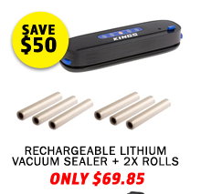 Rechargeable Lithium Vacuum Sealer + 2x Vacuum Sealer Rolls 3-Pack