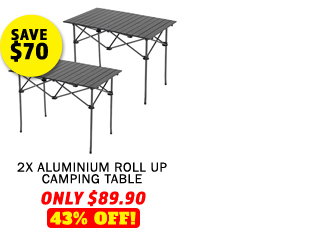 2x Aluminium Roll Up Camping Table