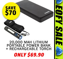 20000 mAH Lithium Portable Power Bank + Rechargeable Torch