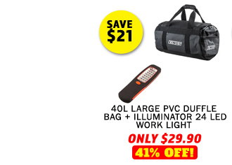 40L Large PVC Duffle Bag + Illuminator 24 LED Work Light