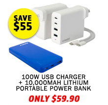 100W USB Charger + 10000mAh Lithium Portable Power Bank