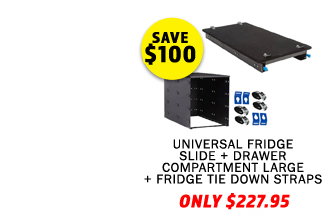 Universal Fridge Slide + Drawer Compartment Large + Fridge Tie Down Straps - (4 Pack)