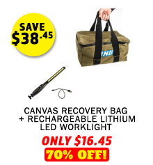 Canvas Recovery Bag + Rechargeable Lithium LED Worklight
