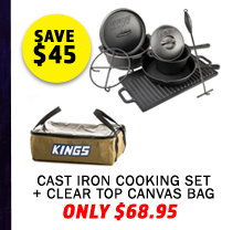 Cast Iron Cooking Set + Clear Top Canvas Bag