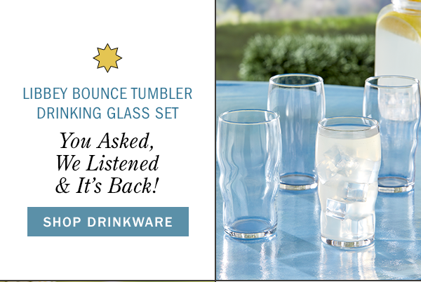 Libbey Bounce Tumbler Drinking Glass Set You Asked, We Listened & It's Back! Shop Drinkware. Libbey Bounce Tumbler Drinking Glass, Set of 4