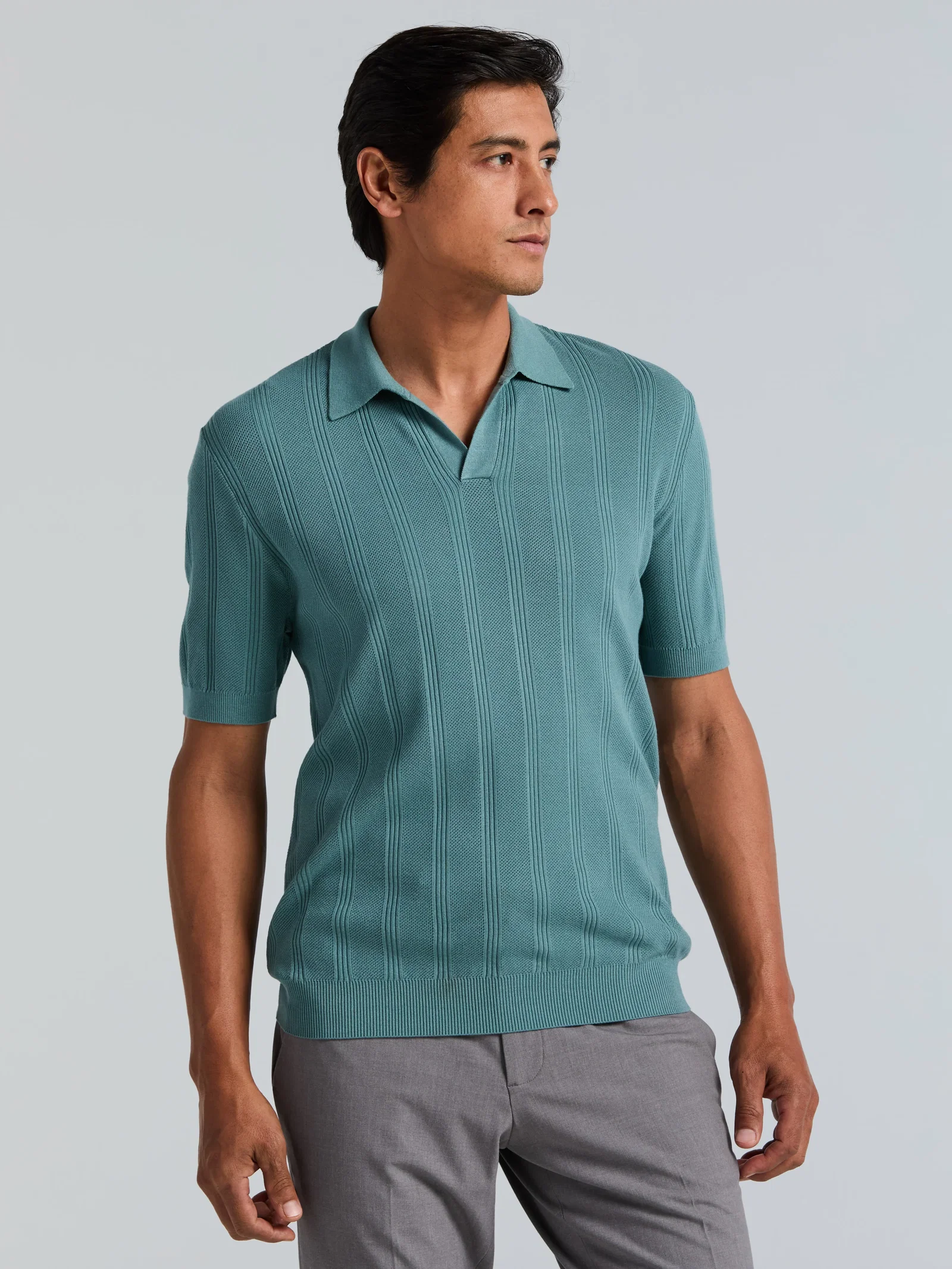 Mesh Stripe Sweater Polo Mesh Stripe Sweater Polo