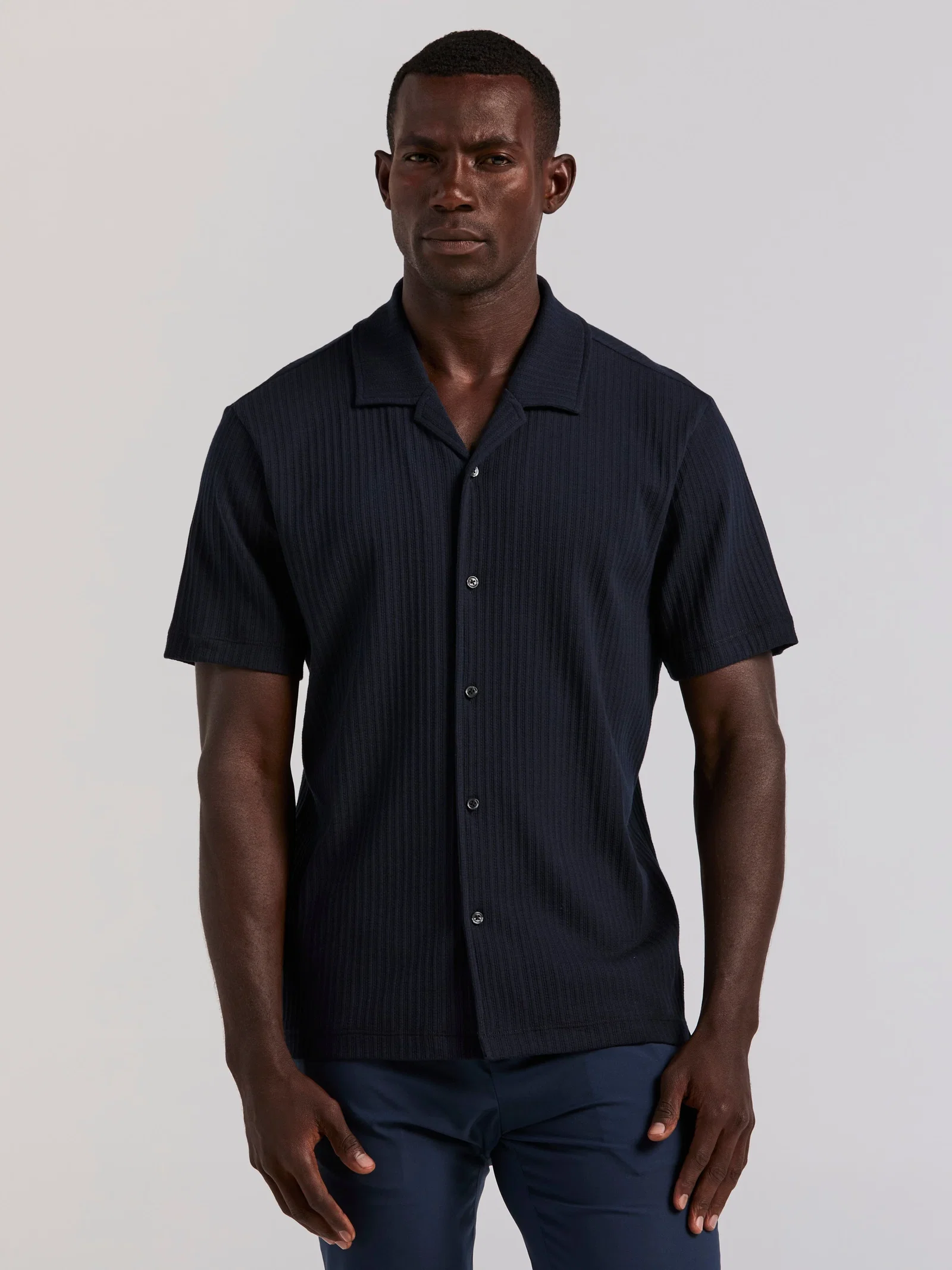 Vertical Stripe Jacquard Button Front Knit Vertical Stripe Jacquard Button Front Knit