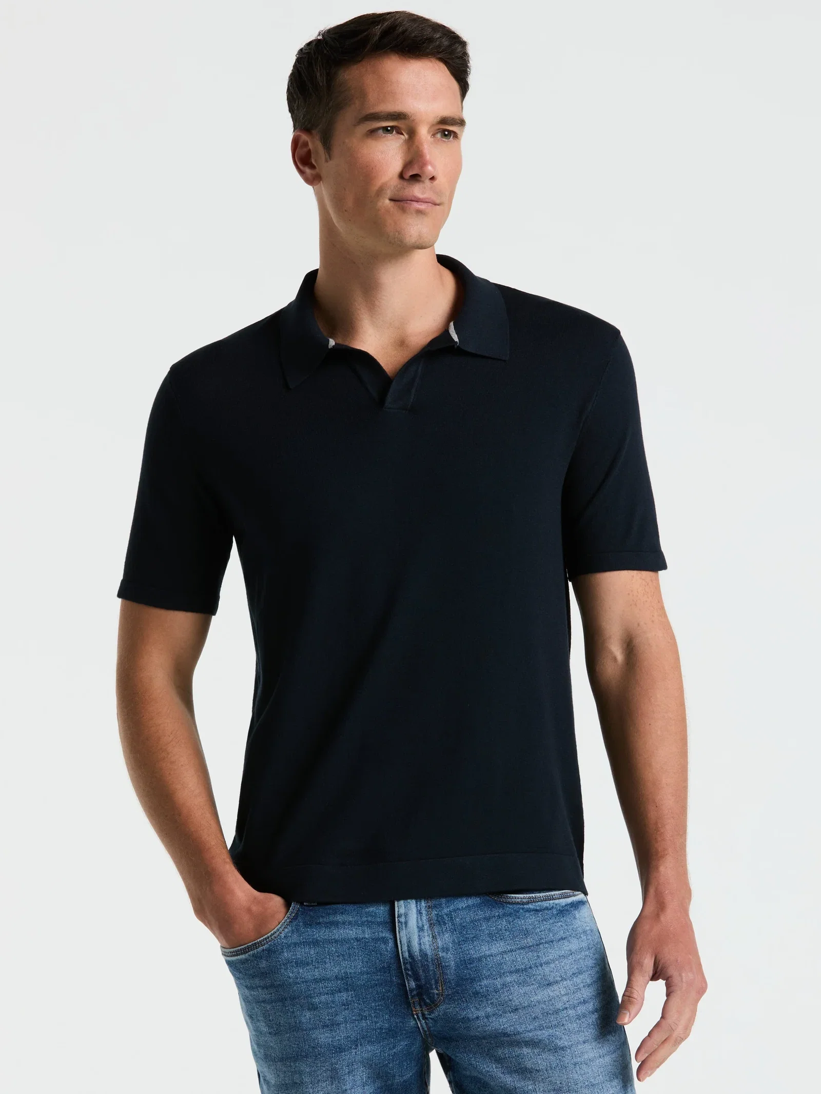 Tech Knit Open Collar Sweater Polo Tech Knit Open Collar Sweater Polo