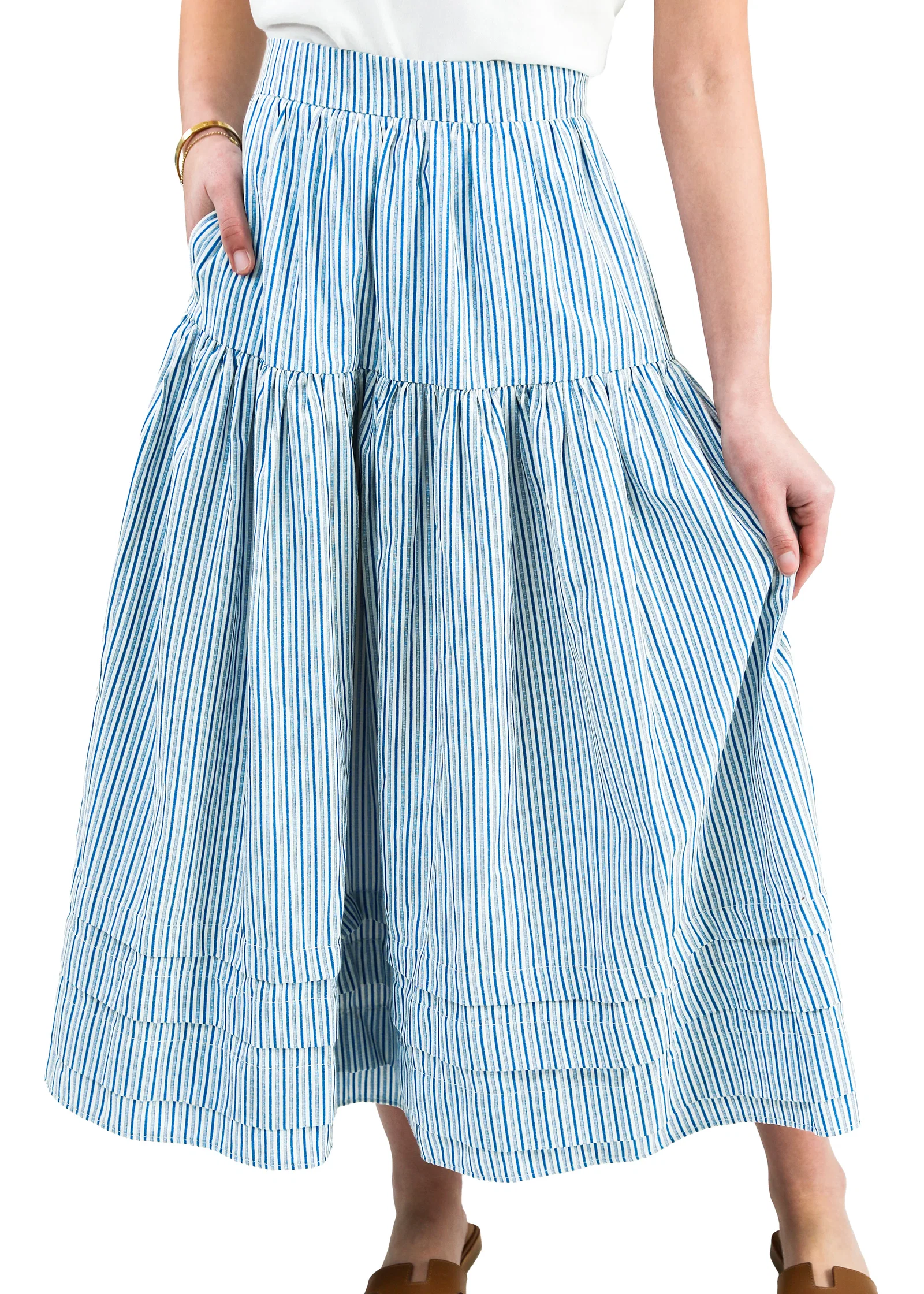 Image of Eliza Skirt in Blue Stripe