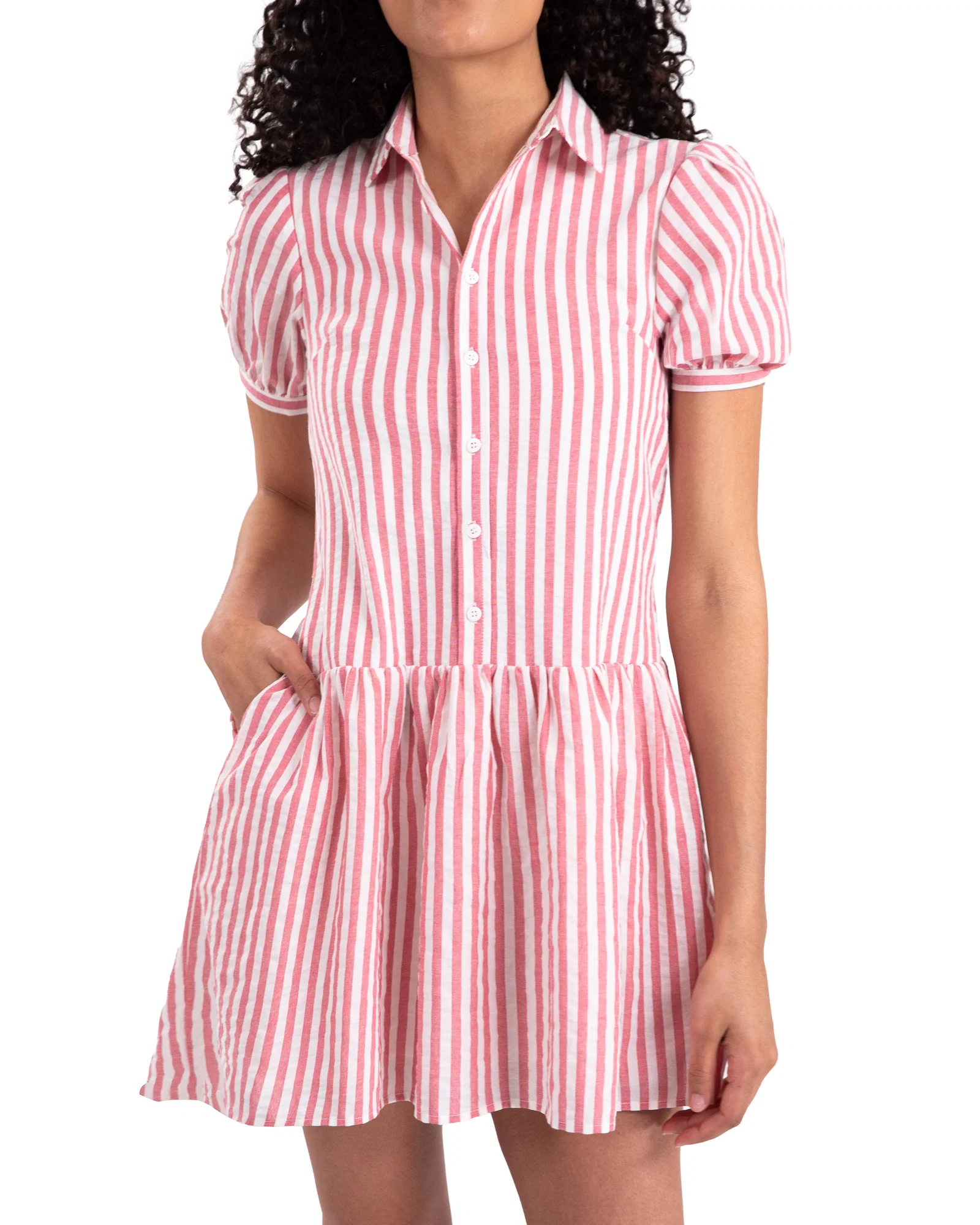 Image of The Seaside Stripe Dress In Red
