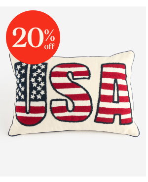 USA Flag Letters Throw Pillow