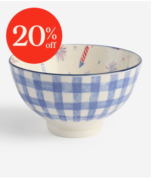 Fireworks and Gingham Patterned Small Bowl